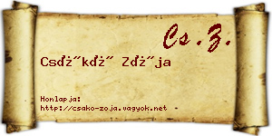 Csákó Zója névjegykártya